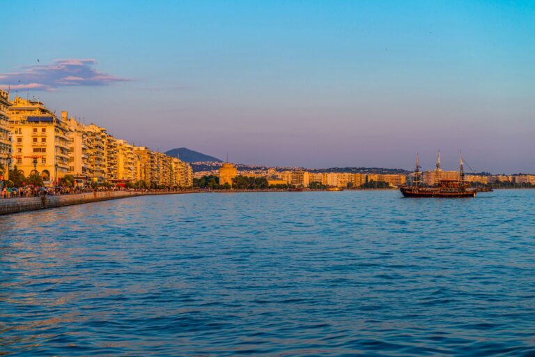 Old waterfront promenade coastal landscape Thessaloniki Central Macedonia Greece