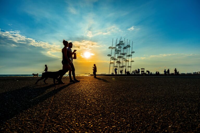 Zongolopoulos umbrellas waterfront art installation Thessaloniki Central Macedonia Greece