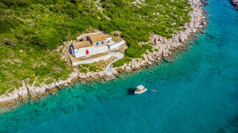 Agios Spyridon church Kaltsonisi Paxos Ionian Islands Greece