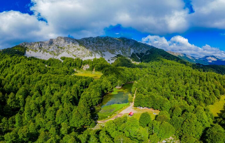 Moutsalia lake Grammos mountain natural landscape Kastoria Western Macedonia Greece
