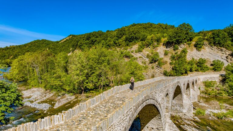 Spanou bridge historic stone bridge Grevena Western Macedonia Greece