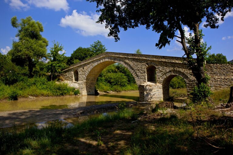 Ziaka bridge historic stone bridge Grevena Western Macedonia Greece