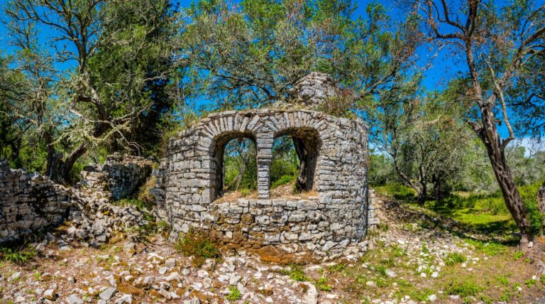 Early Christian basilica Agios Stefanos Ozias Paxos Ionian Islands Greece