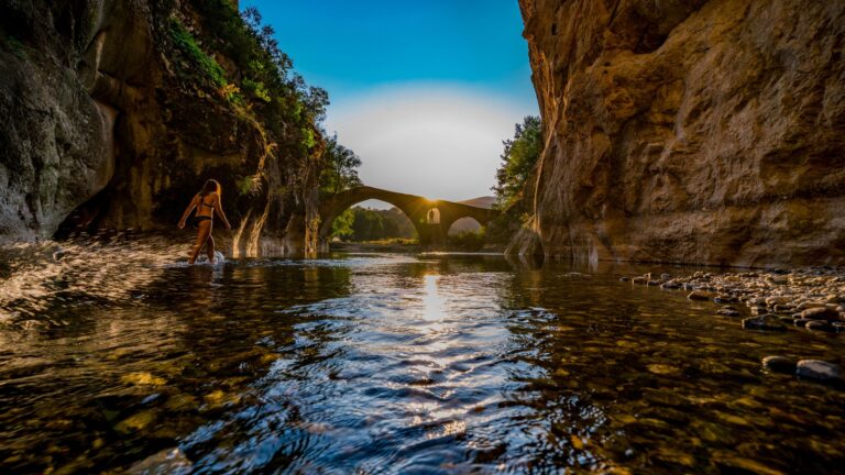 Portitsa bridge Spilaio stone arch bridge Grevena Western Macedonia Greece